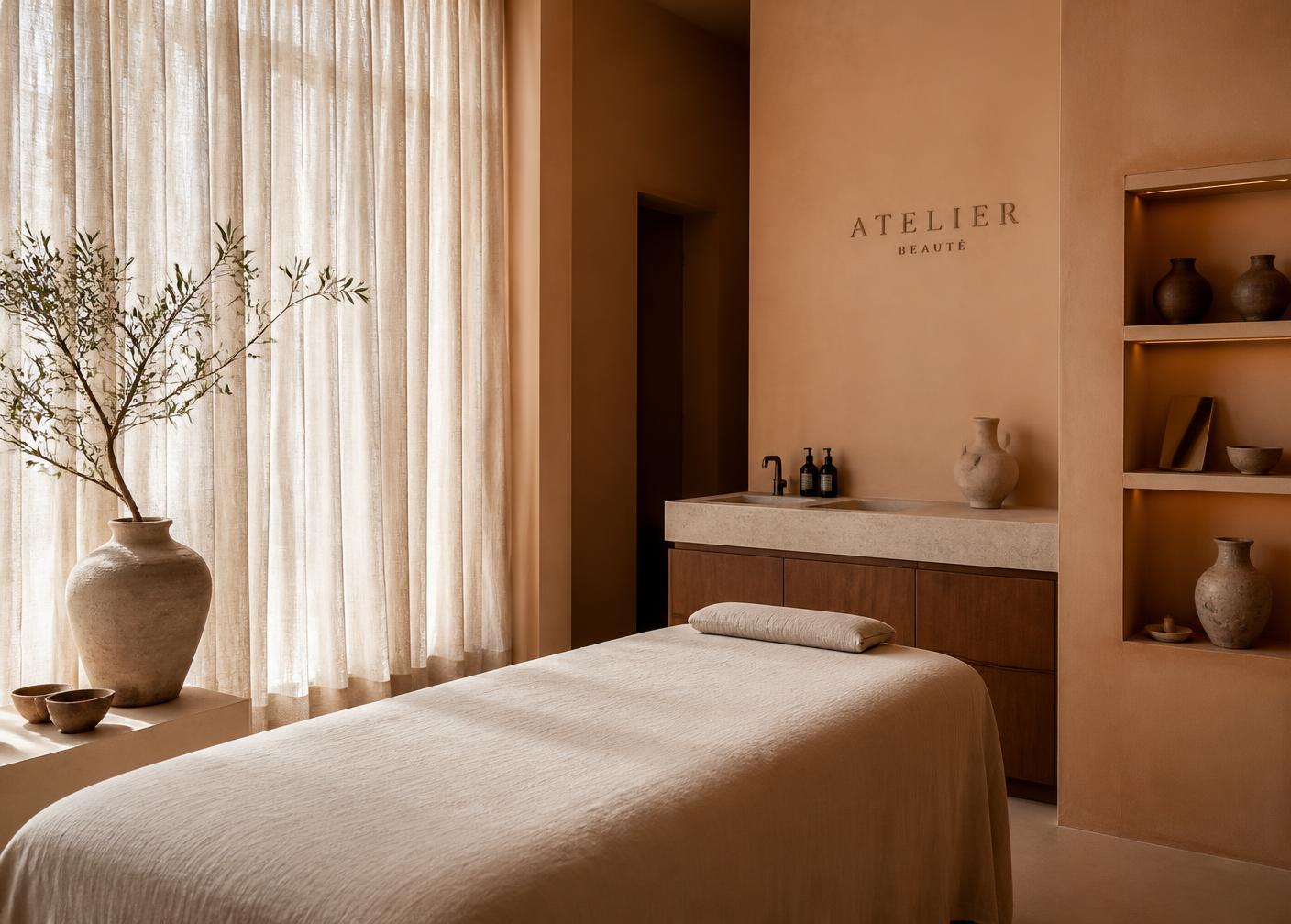 Interno dell'atelier con cabina trattamenti